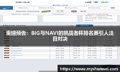 重磅预告：BIG与NAVI的挑战者杯排名赛引人注目对决